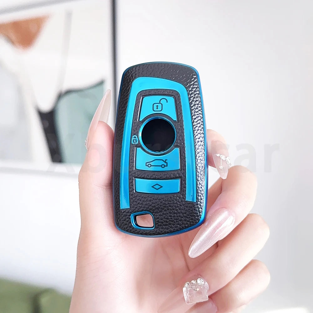 TPU Leather Car Smart Key Fob Case Cover for BMW 3 4 5 Series 320i 530i 550i F20 F21 F30 F31 F25 F01 F02 Shell Holder Protector