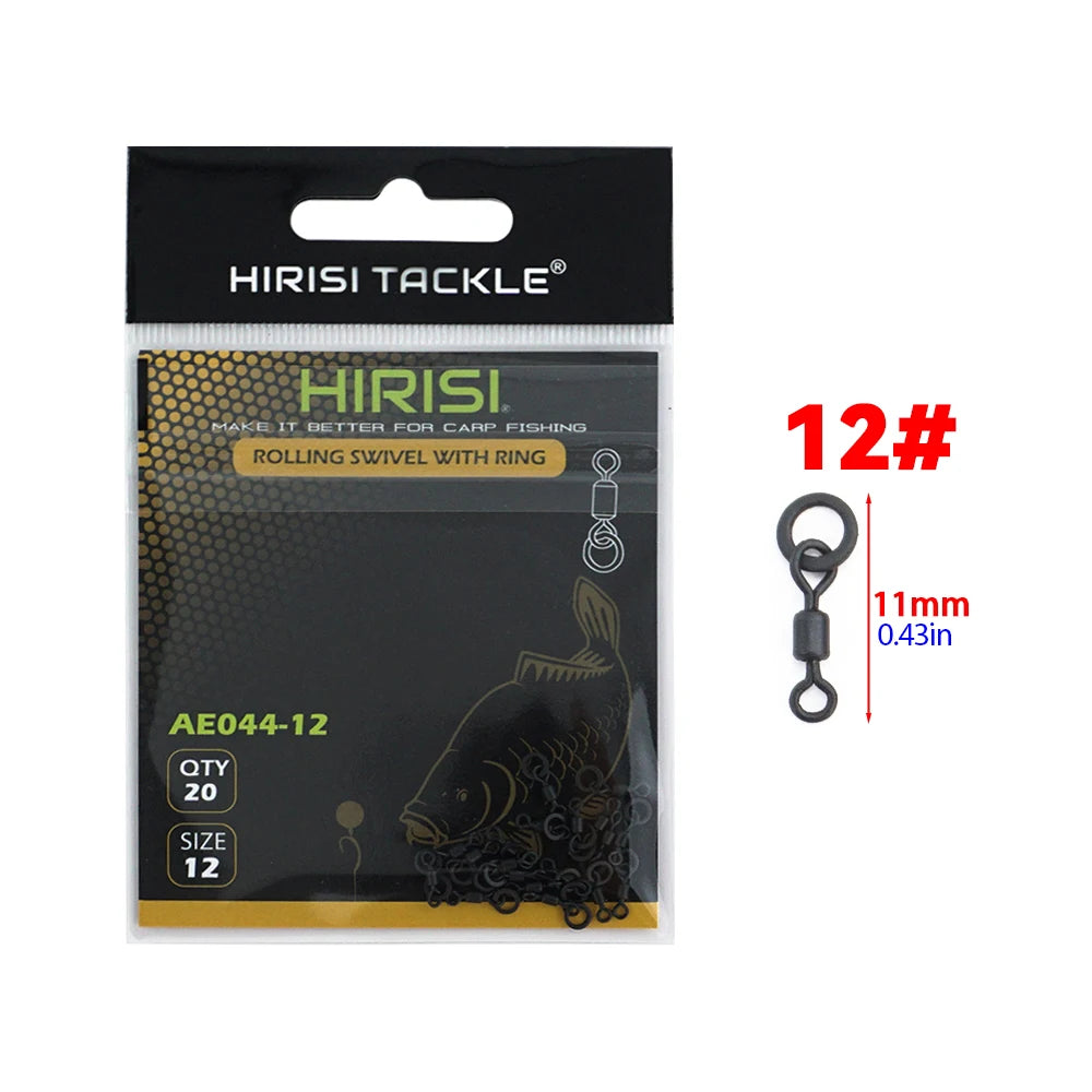 Hirisi 20 Piece Carp Fishing Swivels Snaps with Solid Ring Quick Change Fishing Hook Swivels AE044 Fishing Accessories