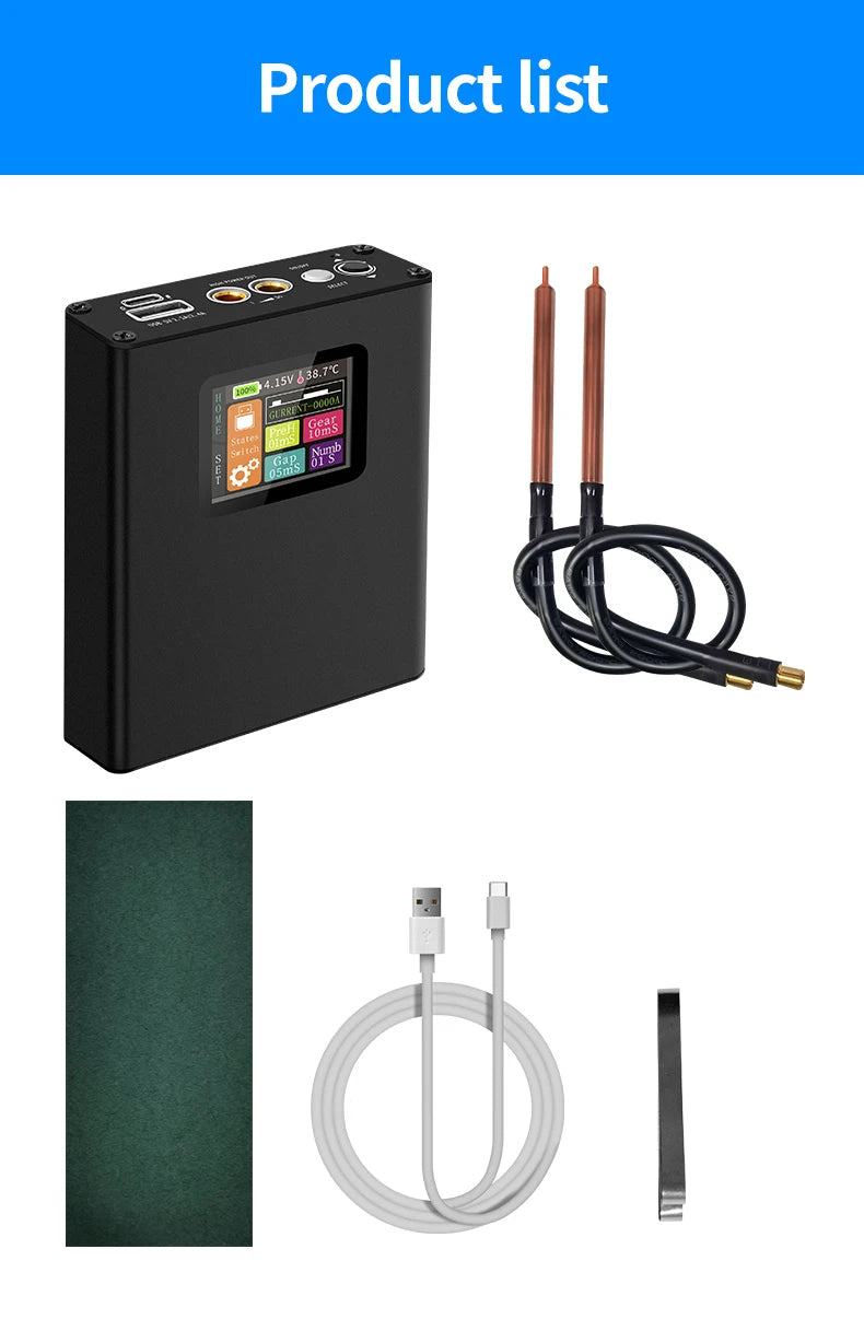 Portable Design 30-speed Spot Welder with Digital Color Screen Display, Li-ion Battery 0.1~0.25-18650mm