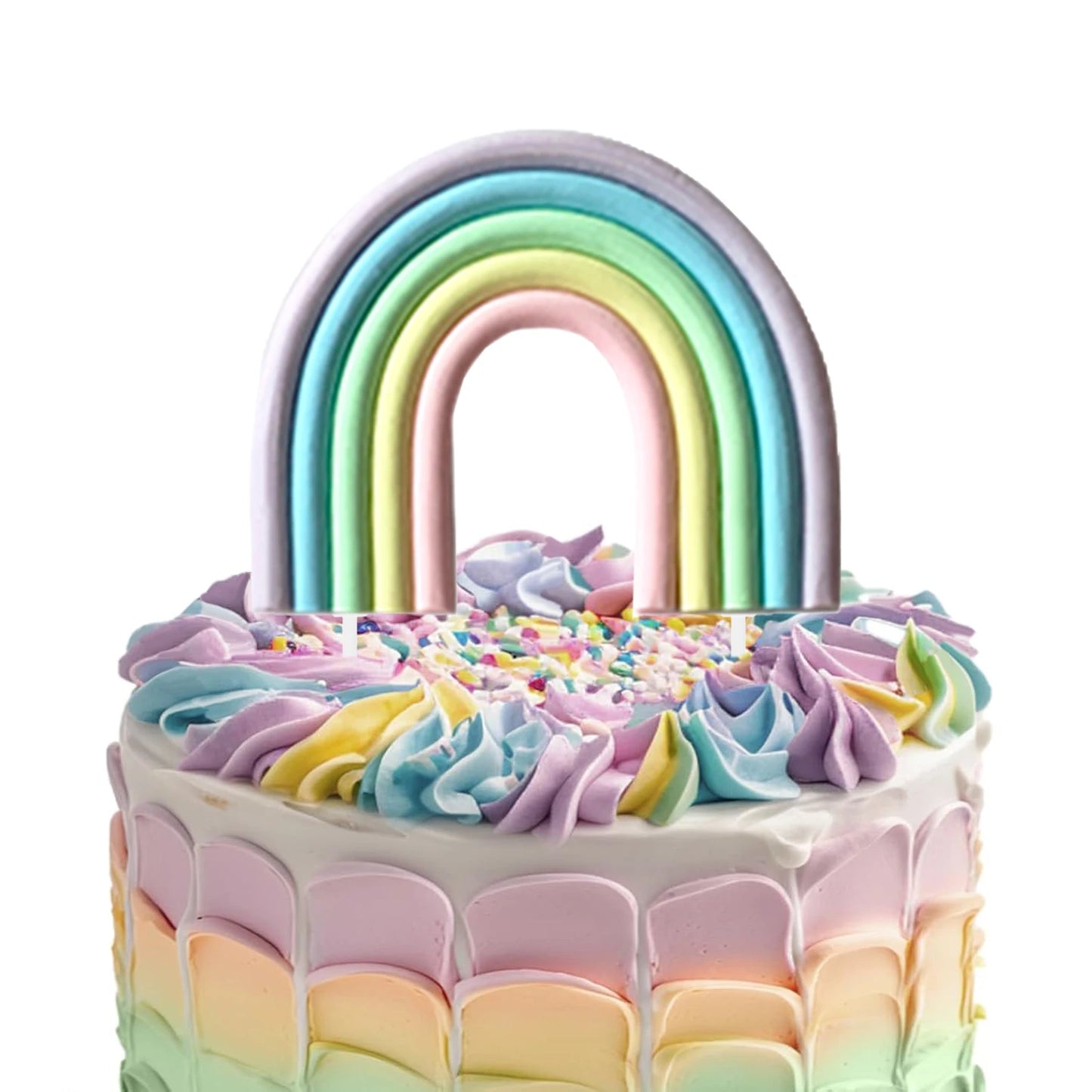 Rainbow Cake Toppers,Three-Dimensional Cloud Rainbow Design Cake Picks for Party Birthday Wedding Cake Decorations Supplies