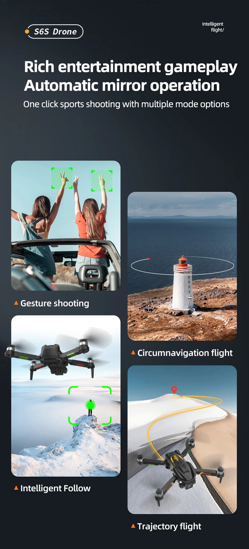 New Shark S6S 5G Brushless Drone Profissional 8K HD Camera WIFI FPV Obstacle Avoidance Optical Flow RC Foldable Quadcopter Toys