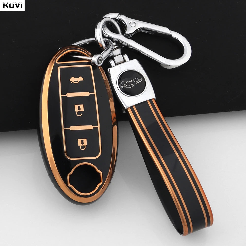 3 Button TPU Car Key Case Cover For Nissan Micra Murano Juke Alissa Pulsar X-trail Note Almera Altima Auto Keychain Protector