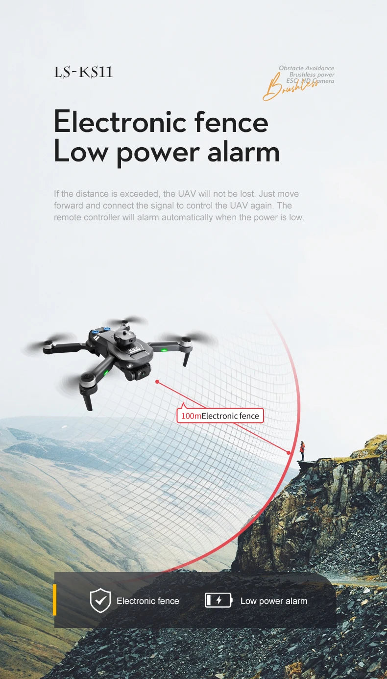 New LS KS11 Mini Drone 4K Professional Dual Camera Obstacle Avoidance Optical Flow Positioning Brushless RC Dron Quadcopter