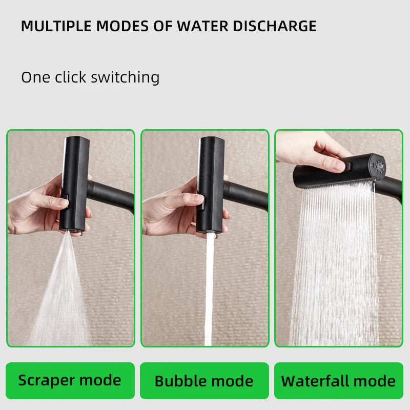 Baokemo stainless steel pull down water tap Single Handle sink three-in-one Hot And Cold kitchen faucet