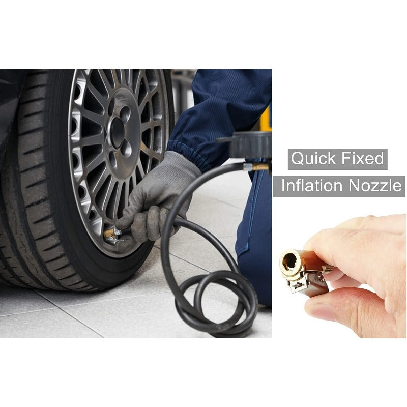Tire Air Chuck With Clip Adapter Brass Locking Tire Inflator Nozzle Adapter Suitable For Vehicle Inflation Pump Connection