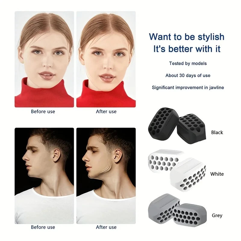 1/2Pcs Large Jaw Exerciser Fitness Jawline Muscle Training Double Chin Reducer Neck Face Slimming Mouth Jawliner Silicone Chew