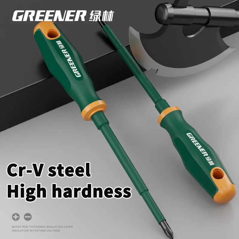 GREENERY Insulated Electrician Screwdriver Slotted Phillips Magnetic Flat Cross Durable Professional Electrical Tools for Repair