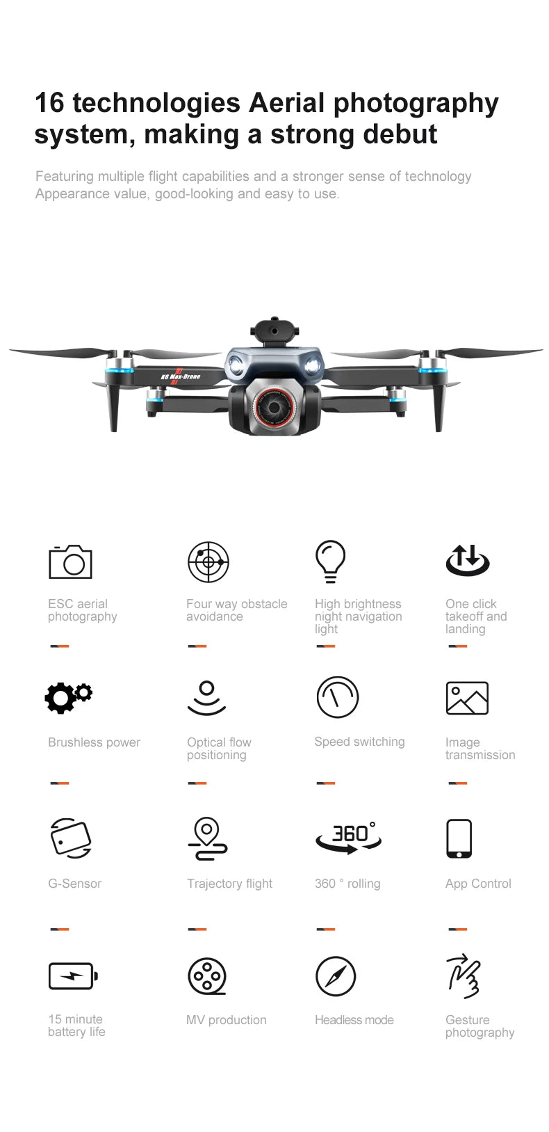 K6 MAX Triple-Camera Drone 4K HD Optical Flow Positioning 360° Obstacle Avoidance Foldable Quadcopter Wifi FPV RC Toys Dron