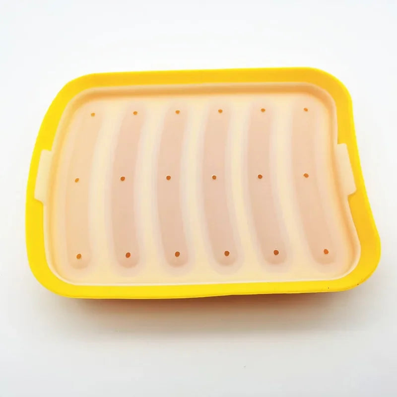 Sausage Maker Mould 6 Cavity Silicone DIY Ham Hot Dog Making Moulds With Lid Kitchen Household Sausages Cake Baking Tools Molds