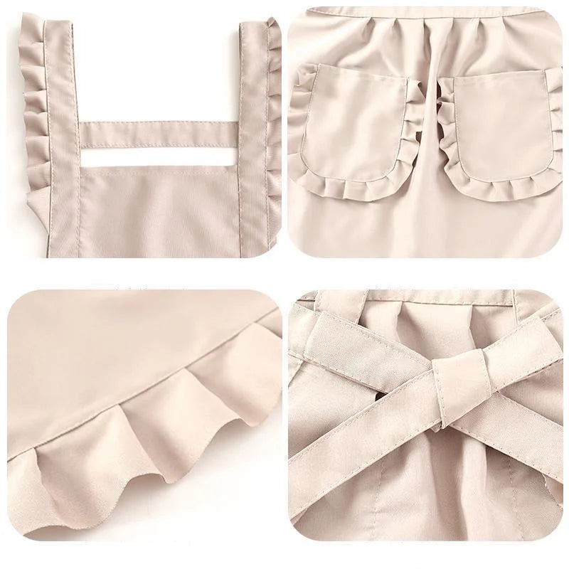 1Pcs Cute Korean Style Apron Female Nail Shop Kitchen Coffee Overalls Home Cooking Cleaning Sleeveless Apron