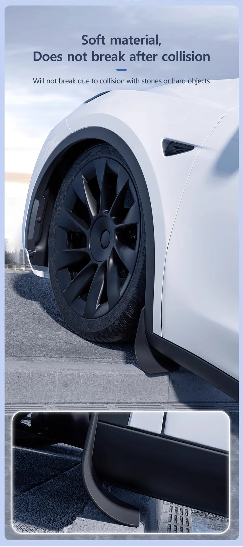 NovaAcc Fender Mud Flaps for Tesla Model Y 2017 to 2024 Model 3 2021 to 2023 2024 Highland Flexible Mud Guards for Tesla