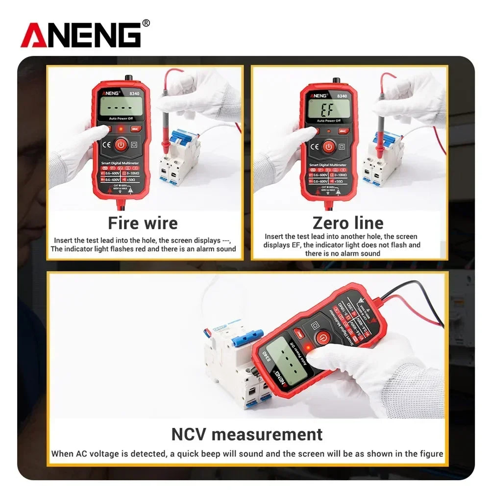 Digital Multimeter Anti-Burn Tester ANENG 8340 Intelligent  1999 CountsAC/DC Voltage Voltmeter Ohm Meter Resistance NCV  tools