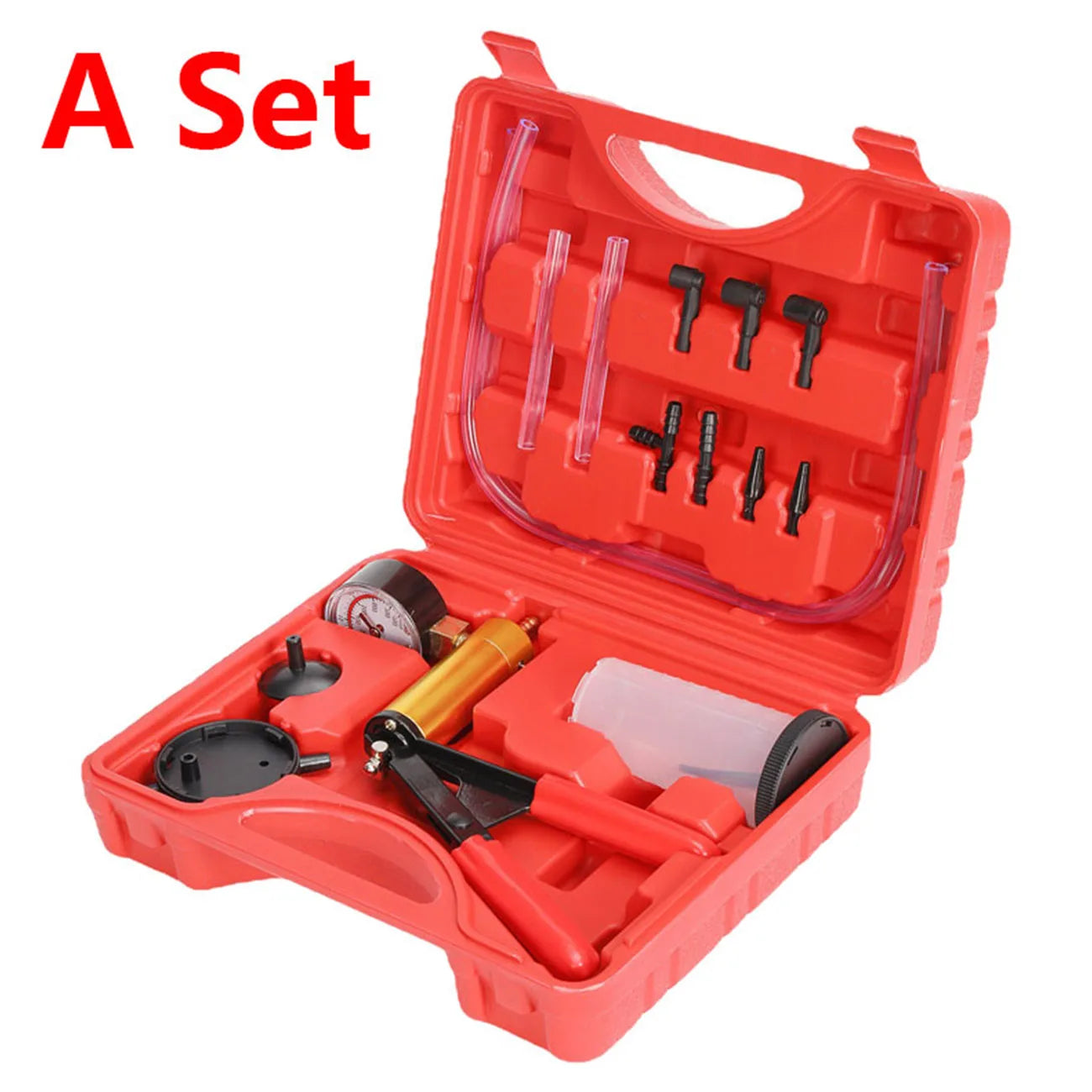 2 in 1 Brake Bleeder THand Held Vacuum Pump Test Vacuum Purge Coolant Refill Tool Gauge Adapters Auto Brake Fluid Bleeding Set