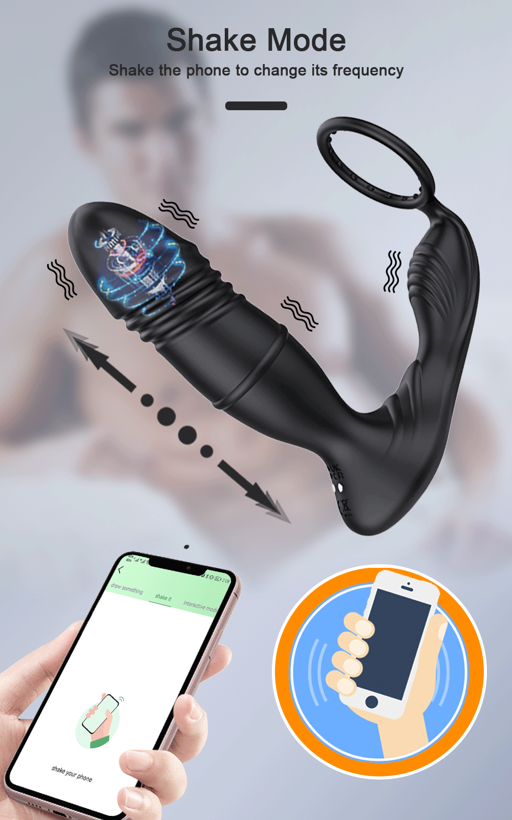 4in1 Thrusting Vibrating Anal Vibrator Prostate Massager Cock Ring Anal Plug G Spot Massager Male Sex Toys for Men Women Couples