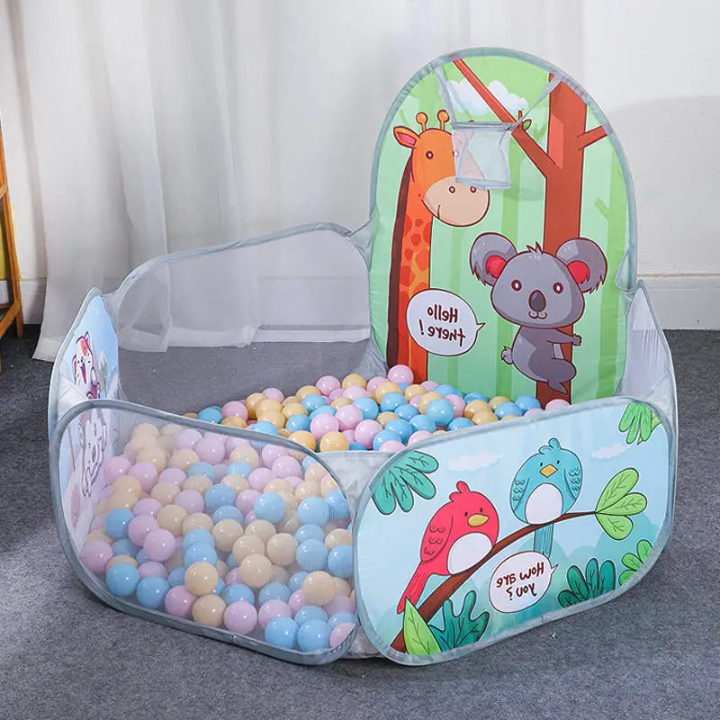 1.2m Cute Foldable Kids Playpen Outdoor Children's Ball Pool Kid Play Tent with Basket Hoop Baby Ball Pit Pool Portable Kid Tent