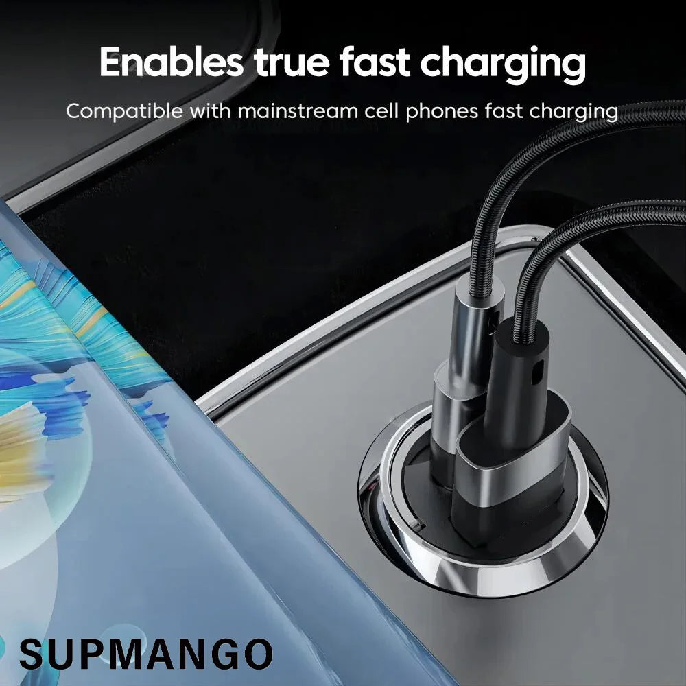 Mini PD QC Pull Ring Fast Charging Car Charger USB C Car Phone Charger Adapter For iPhone 13 12 Xiaomi Samsung Huawei