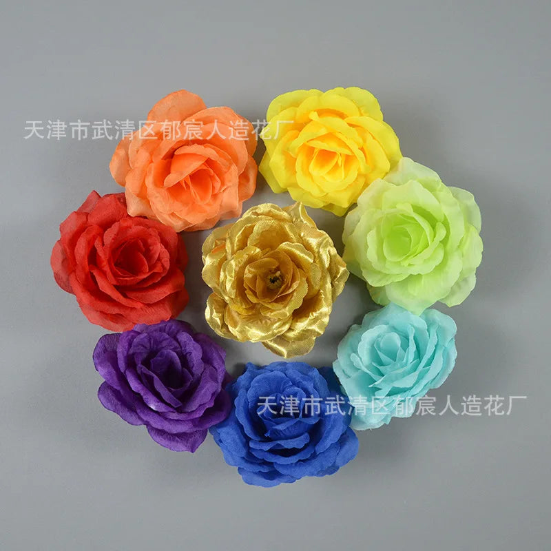 10pcs 10cm Artificial Roses Flower Heads DIY Wedding Home Decoration Party Festival Supplies Fake Flowers