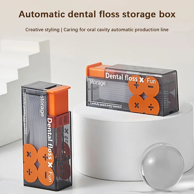 Mecha Wind Mirror Portable Floss Box Auto Pop Up 10pcs Mini Transparent Floss Stick Storage Box Oral Care Floss Organiser