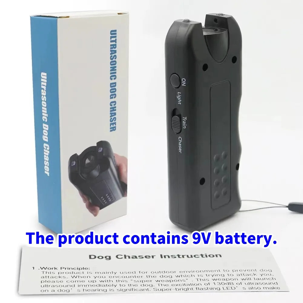 Portable Dog Deterrent Electronic Dog Repeller Ultrasonic Dog Repeller with Led Effective for Dogs Anti-barking Training Device