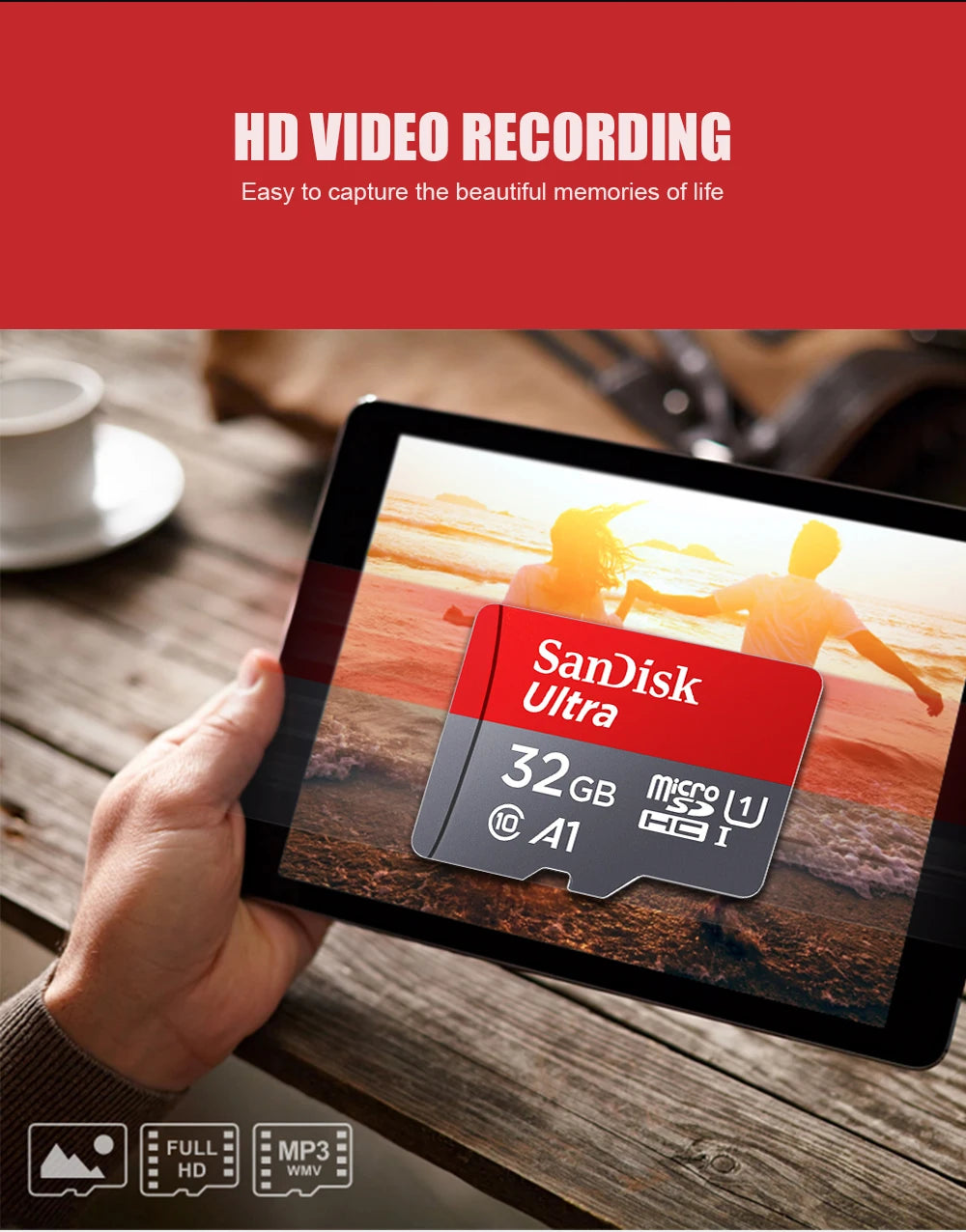 Sandisk Ultra A1 Micro SD Card 128GB Class 10 Flash TF Card 128GB Memory Card 128gb memoria disk for samrtphone + SD Adapter