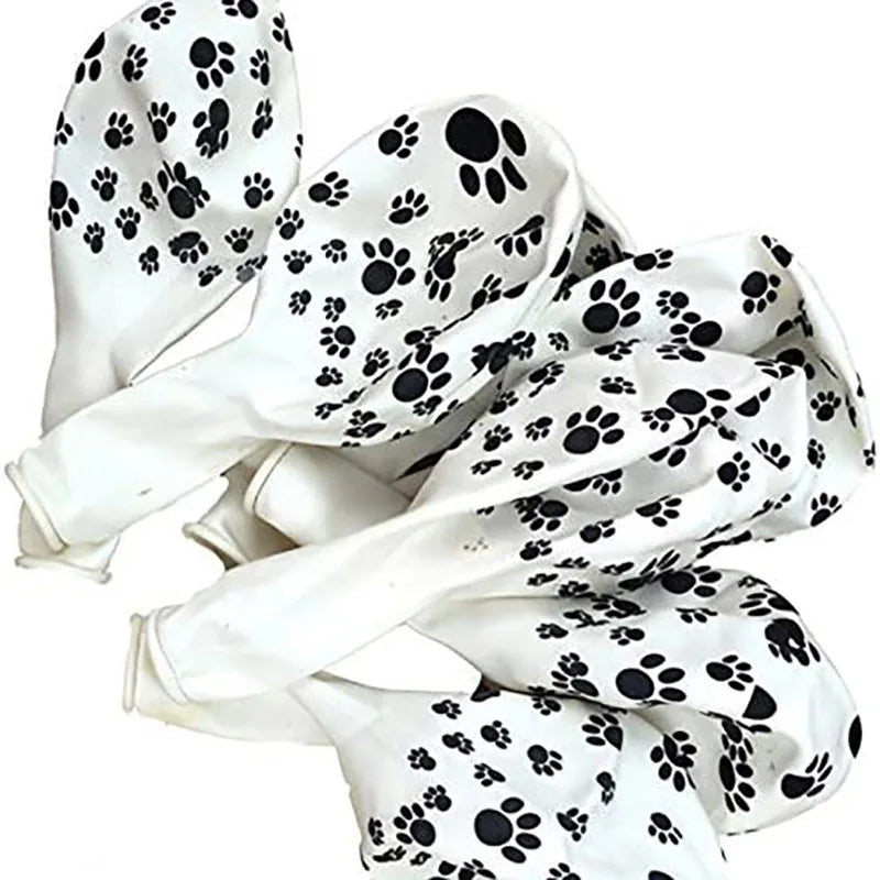 20pcs Dog Party Supplies 12" Latex Balloons Dog Birthday Kids Baby Shower Balloon Decoration Toys Black White Dog Paw Print