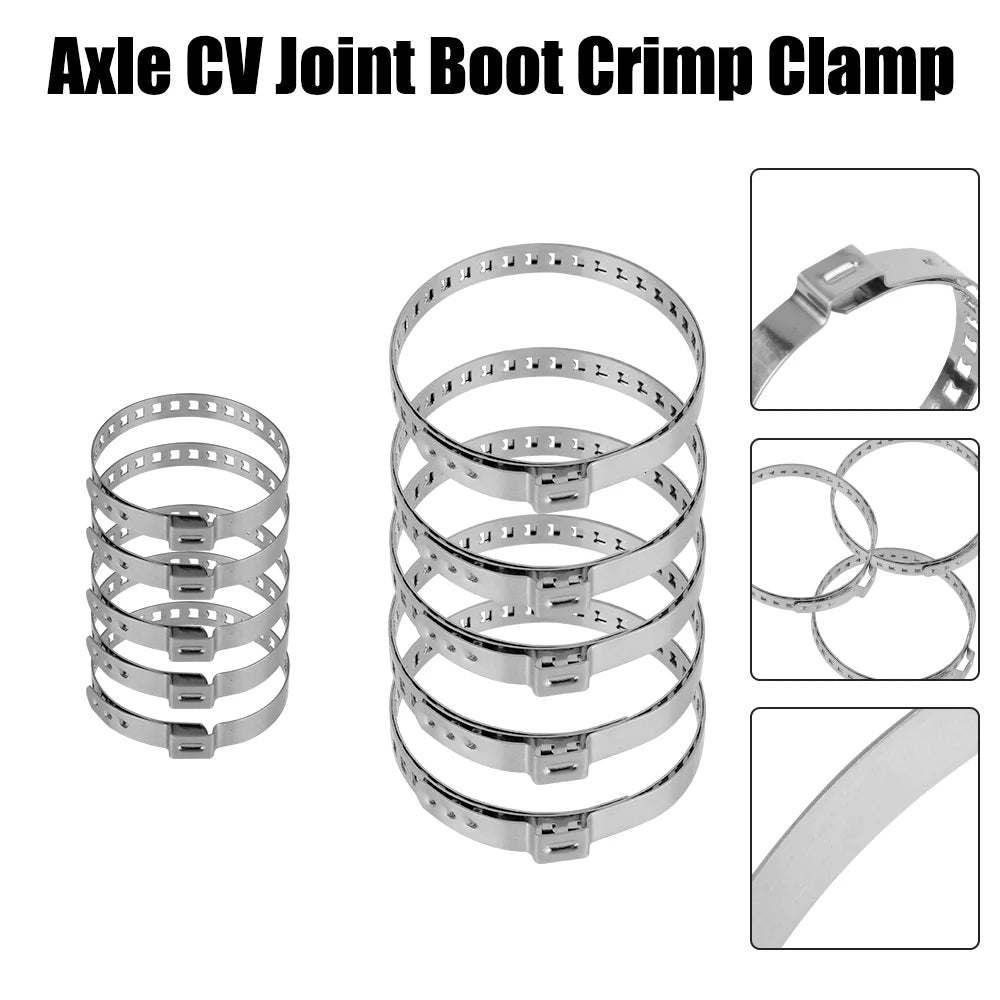 5Pcs 20-50/50-120mm Adjustable Auto Fasteners Axle CV Joint Boot Crimp Clamp Kit Driveshaft Ball Cage Clips Car Accessories