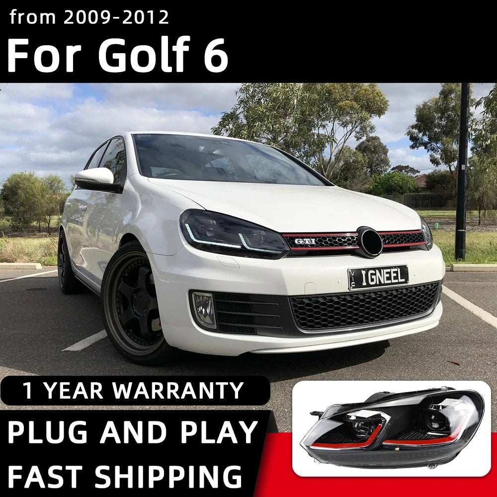 Car Styling Headlights for VW Golf 6 MK6 jetta R20 Black Samurai Style LED Headlight 2009-2012 Head Lamp DRL Signal Projector