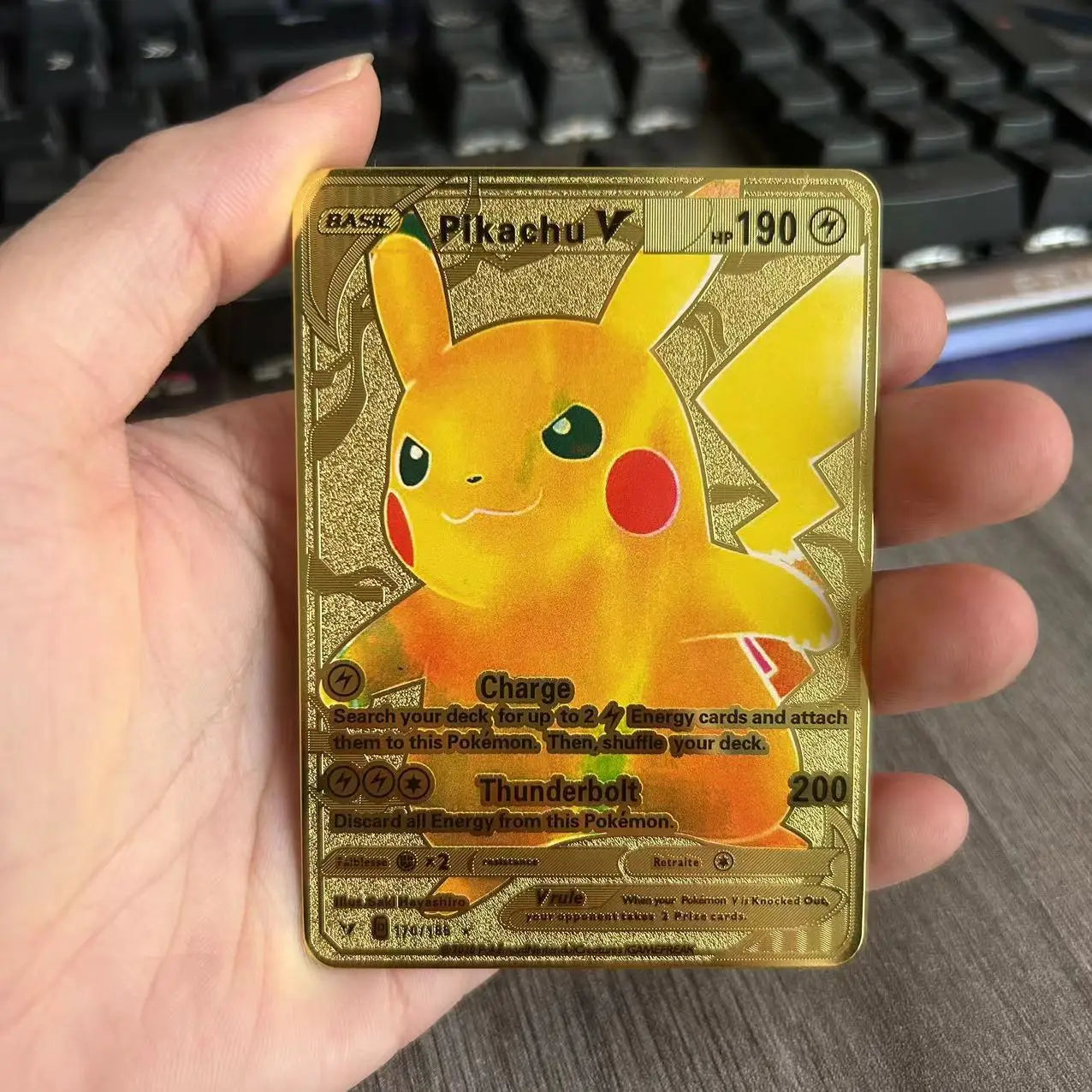 10000 Arceus Vmax DIY Golden Pokemon Cards in Spanish Iron Metal Pokmo Letters Kids Gift Game Collection Cards