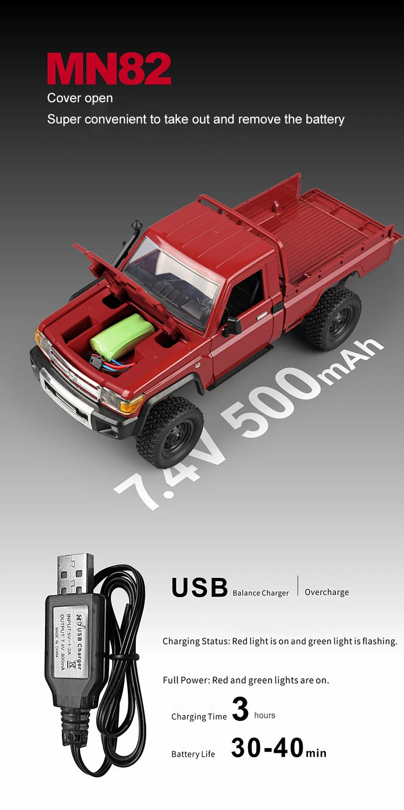 ZWN 1:12/1:16 Retro Rc Car With LED Lights Full-scale Simulation Vehicle Professional 4WD Remote Control Pickup Truck Model Toys