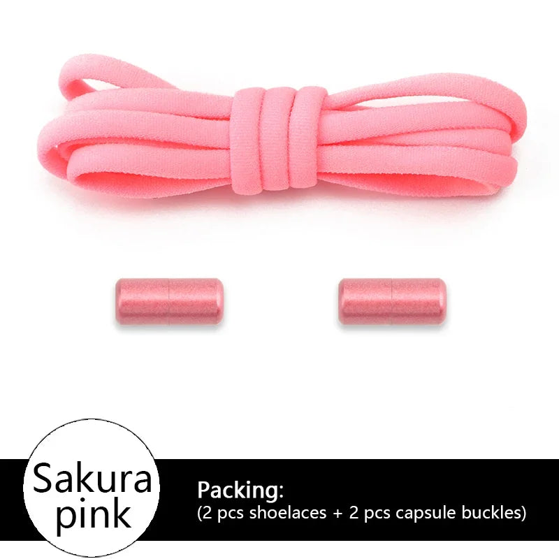 Elastic laces Sneakers Colorful Options No tie Shoelace for Sports Round Shoelaces without ties Kids Adult Shoes Accessories