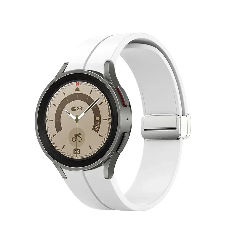 No Gap Soft Silicone Strap For Samsung Galaxy Watch 7 6 5 4 40mm 44mm Breathable Magnetic Wristband Watch 6 4 Classic/5 Pro 45mm