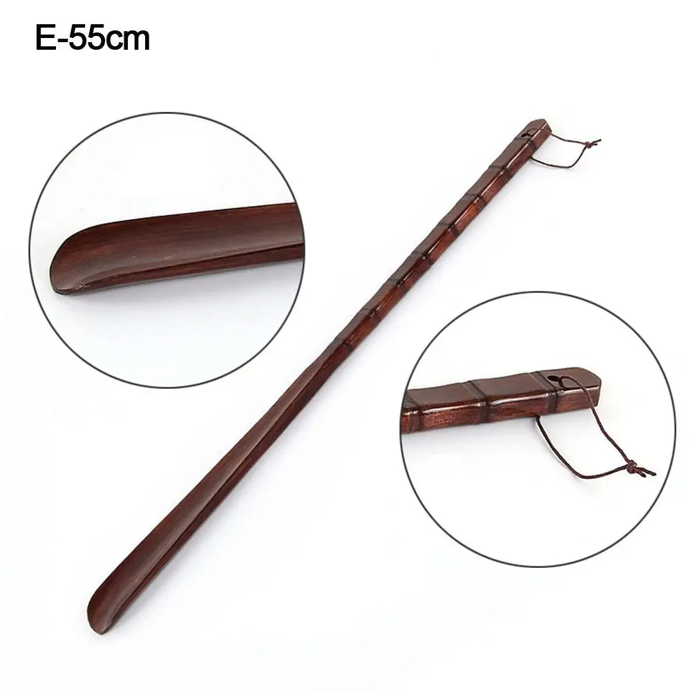 Portable Wooden Shoe Horn Easy On Off Long Handle Hanging Loop Without Bending Over Shoe Horn For Seniors Pregnant Women