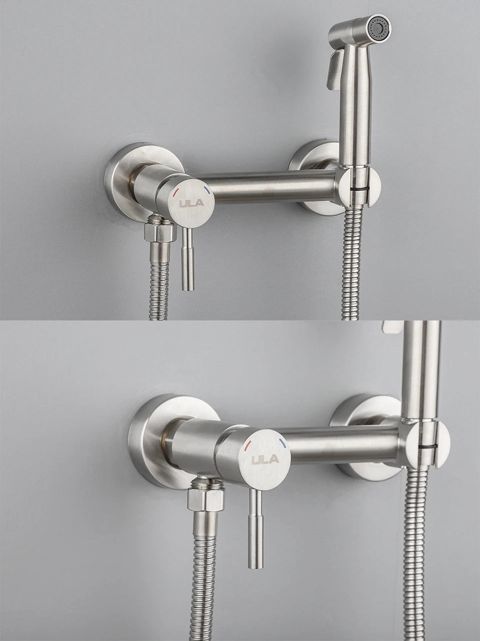 ULA Gold Bidet Faucet Toilet Faucet Stainless Steel Handheld Bidet Sprayer Set Cold Hot Water Mixer Crane Bathroom Shower Head