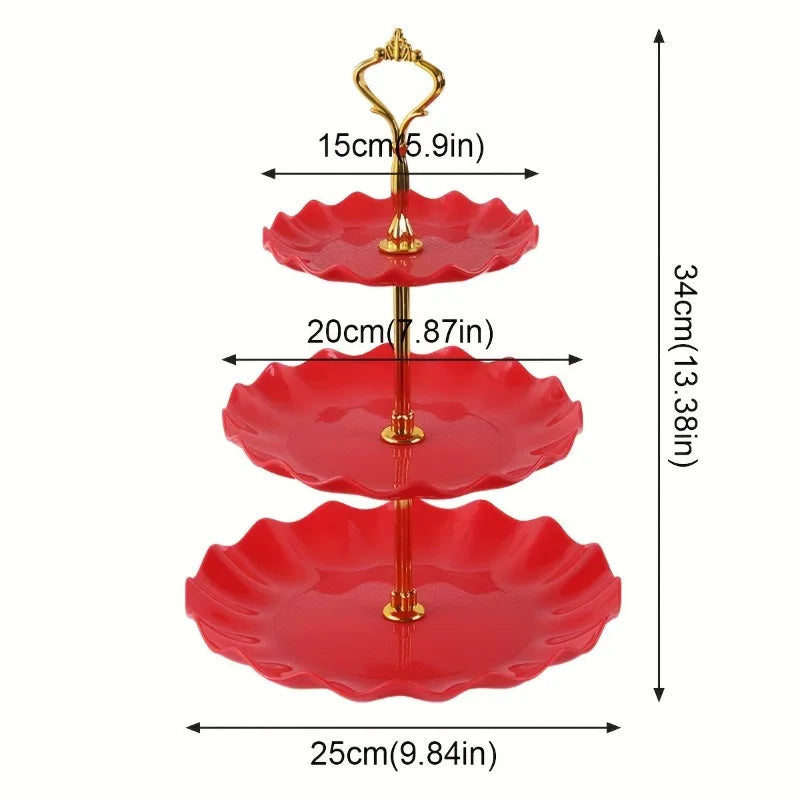 3-Tiered Dessert Stand with Scalloped Edge