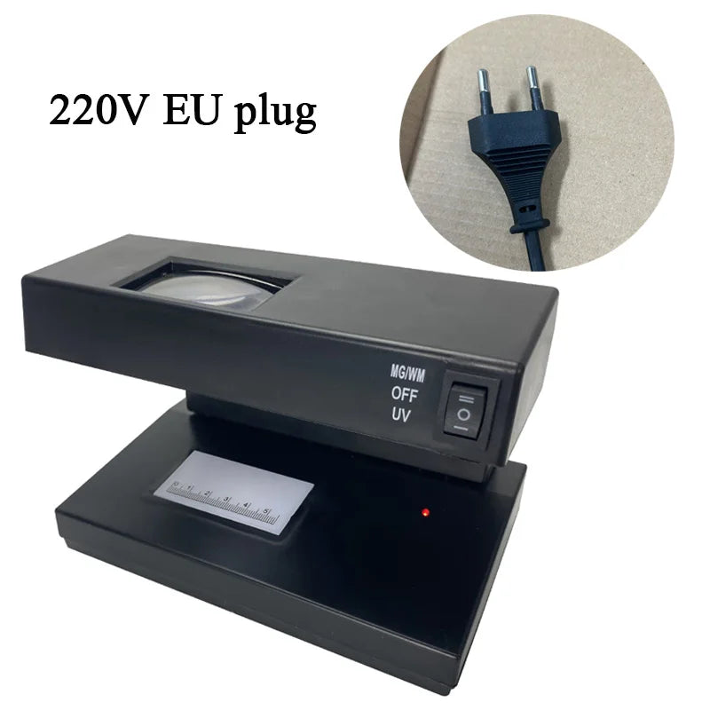 Portable Ultraviolet Purple Counterfeit Money Bill Detector Banknotes Cash Currency Desktop UV Light Magnifier Checker