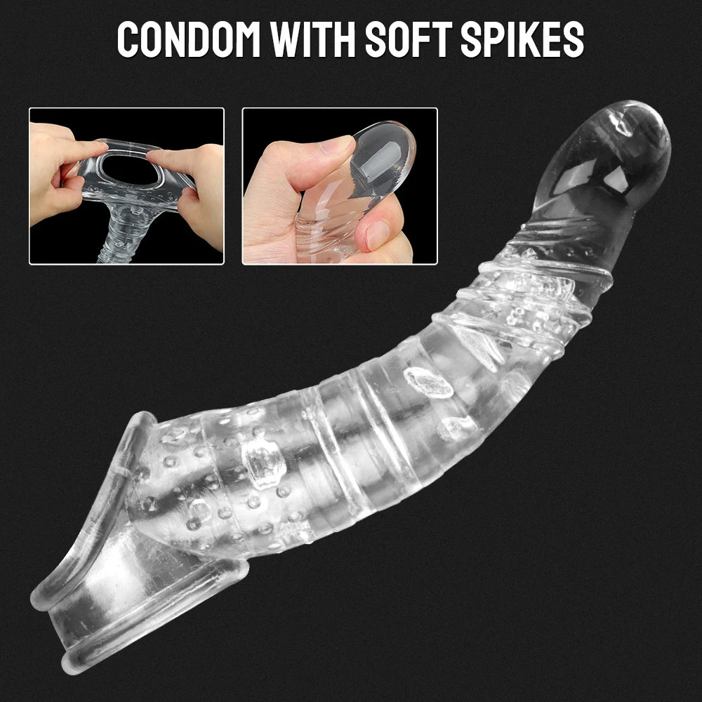 5-9cm Extender Penis Enlargement For Men Cock Ring Delay Ejaculation Testis Lock Bondage Strapon Thick Condoms Sex Toys Couples