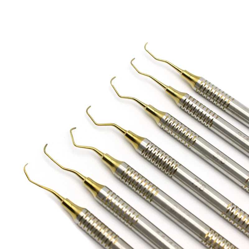 7Pcs/Set Dental Curettes Perio Scalers Gracey Curette Dental Teeth Scaler Oral Care Teeth Whitening Surgical Tool Set