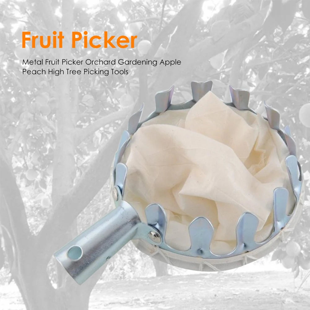 Garden Fruit Picker Head Orchard Apple Pears Orange High Tree Picking Tool Fruit Catcher Pouch Detachable Farm Fruits Collector