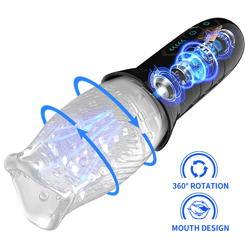 Automatic Rotating Vibrating Male Masturbator Penis Massage Vibrator Real Oral Sex Glans Delay Trainer Masturbation Toys for Men
