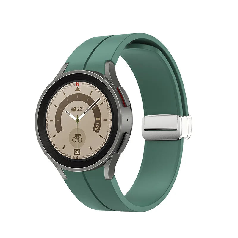 No Gap Soft Silicone Strap For Samsung Galaxy Watch 7 6 5 4 40mm 44mm Breathable Magnetic Wristband Watch 6 4 Classic/5 Pro 45mm