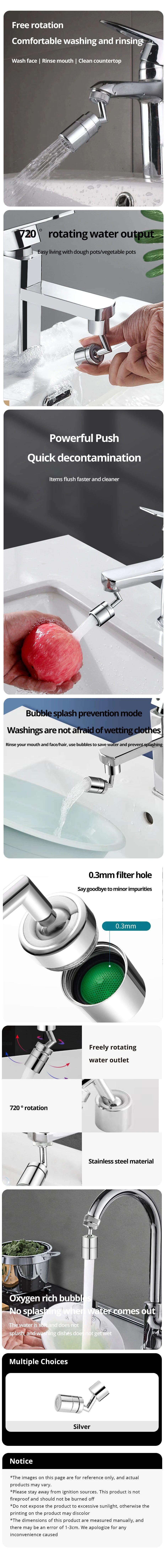 Kitchen Bathroom Pressurized Extension Foaming Faucet 720 Degrees Rotating Dishwashing Wash Face Rinsing Splash Proof Head