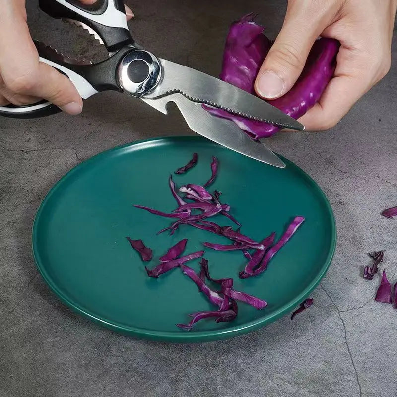 Scissors Stainless Steel Kitchen Household Bone Scissors Chicken Wings Fish Chopper Bottle Opener Clip Walnut Kitchen Tools