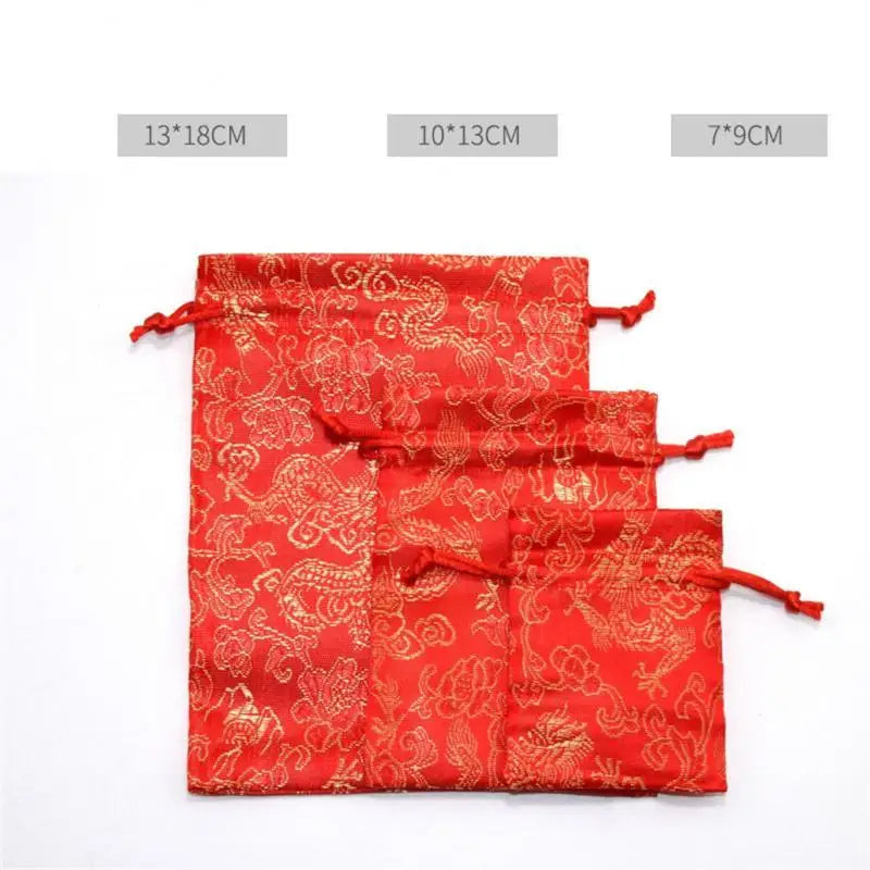 Chinese Style Embroidery 7x9 10x13 13x18cm Adjustable Jewelry Packing Fabric Bag Drawstring Wedding Storage Pouches Organizer