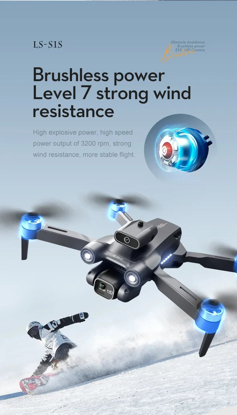 New S1S 5G GPS Drone Camera 8K Professional Brushless Motor Dron Obstacle Avoidance HD Dual Camera Foldable Quadcopter Toys