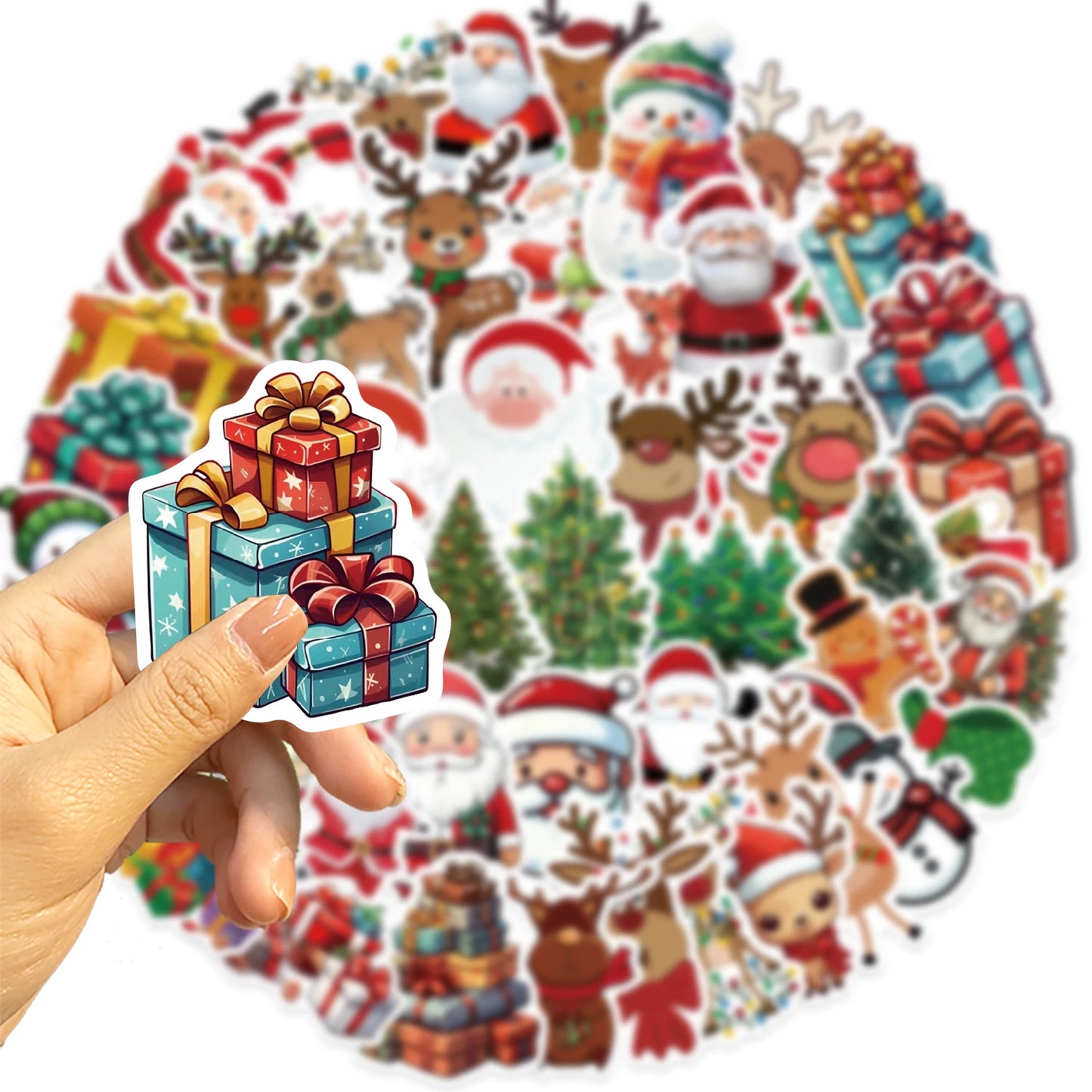 50PCS Kawaii Cartoon Christmas Art Aesthetic Stickers Pack for Kids Toy Diary Laptop Scrapbook Decoration Graffiti Sticker