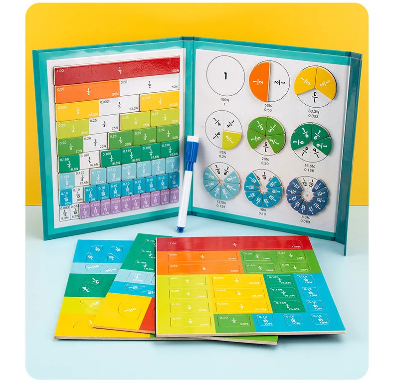 Magnetic Fraction Tiles Division Board - Educational Math Counting Game with Interactive Circles for Youngsters