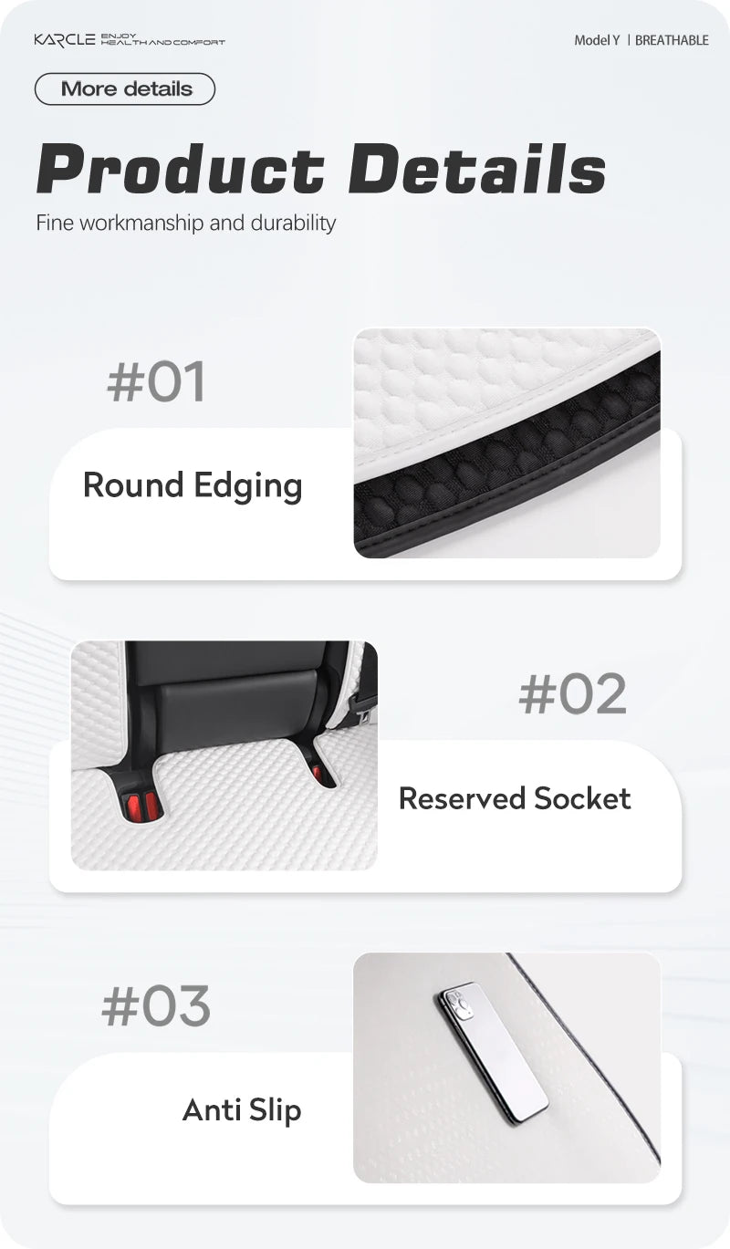 For Tesla Model 3 /Y Car Seat Cover For 2020-2025 Tesla Model 3/Y 5-Seat Ice Silk Seat Cushion Summer Breathable Car Accessories