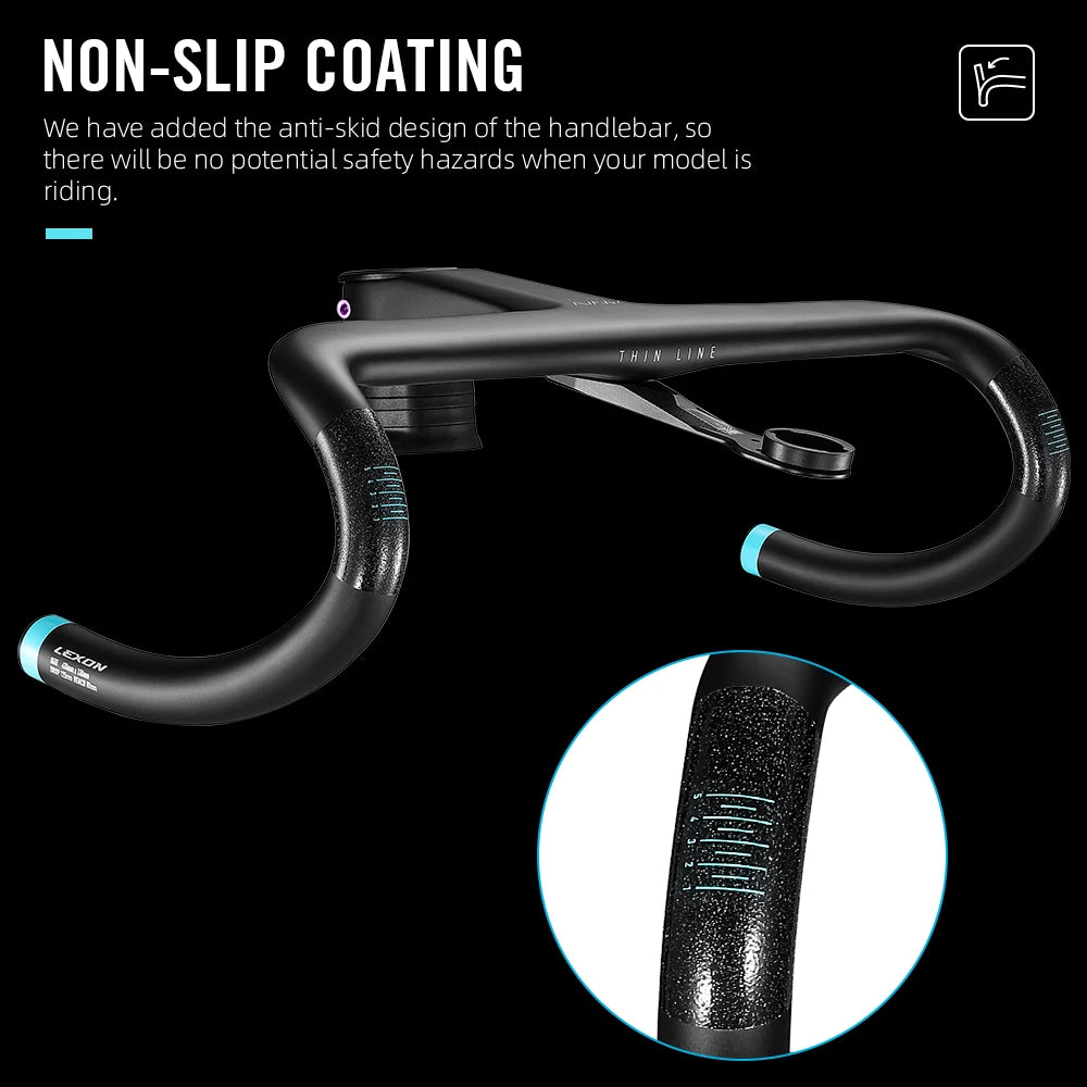 LEXON Full Carbon Road Integrated Handlebar Ultralight Road Bike Handlebar T1000 Racing Bent Bar, Bicycle Accessories 28.6mm