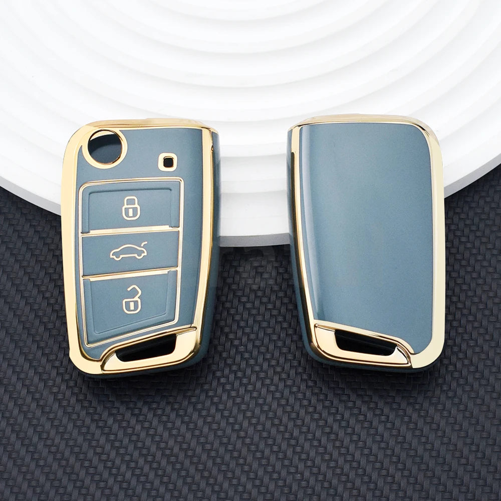TPU Car TPU Folding Key Cover Shell For VW Volkswagen MK7 GTI 7 Golf 7 Golf R Skoda Octavia A7 SEAT Bag Case Holder Protector