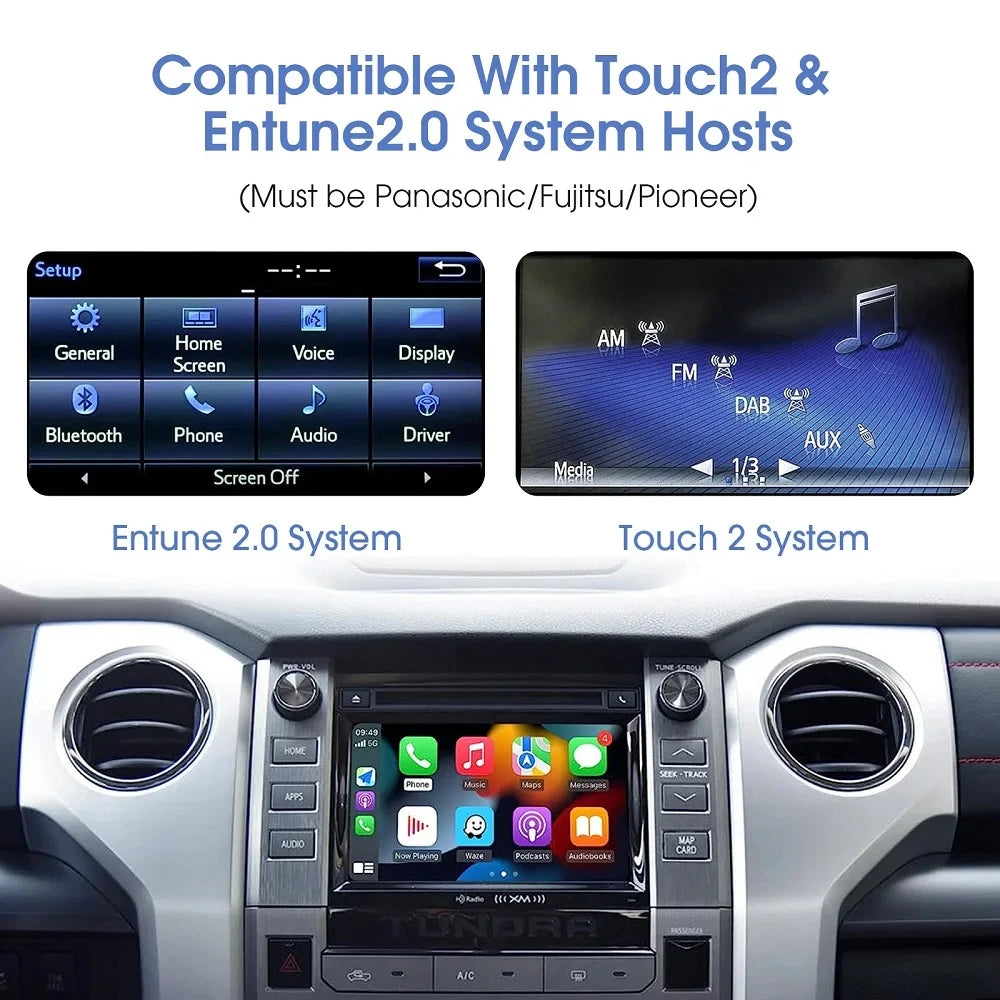 New Wireless Carplay Android Auto Car Decoder For Toyota Touch 2 Entune 2.0 Highlander Tundra Sienna Prius Yaris Camry 2014-2019